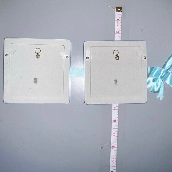 Mud Pie 5” handprint footprint handcrafted hanging keepsake picture frame blue - Picture 4 of 6